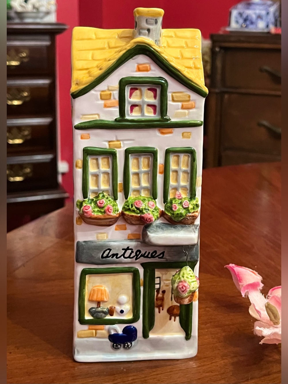 Adorbs! VTG Bella Casa Ganz Ceramic Antique Shop Wall-Pocket-Vase Hand Painted